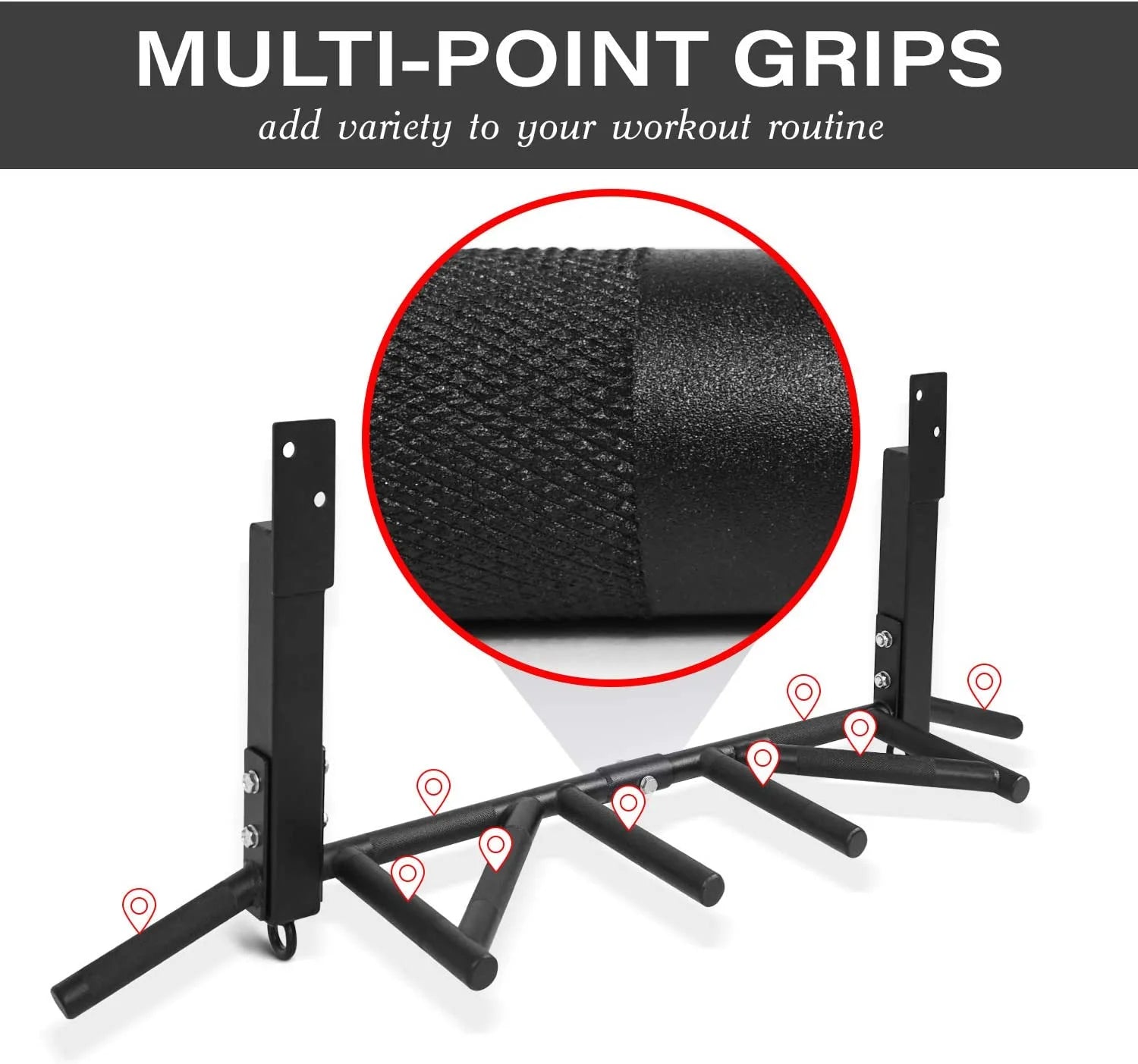 Joist Mount / Multi Grips Chin up Bar, Black, Single